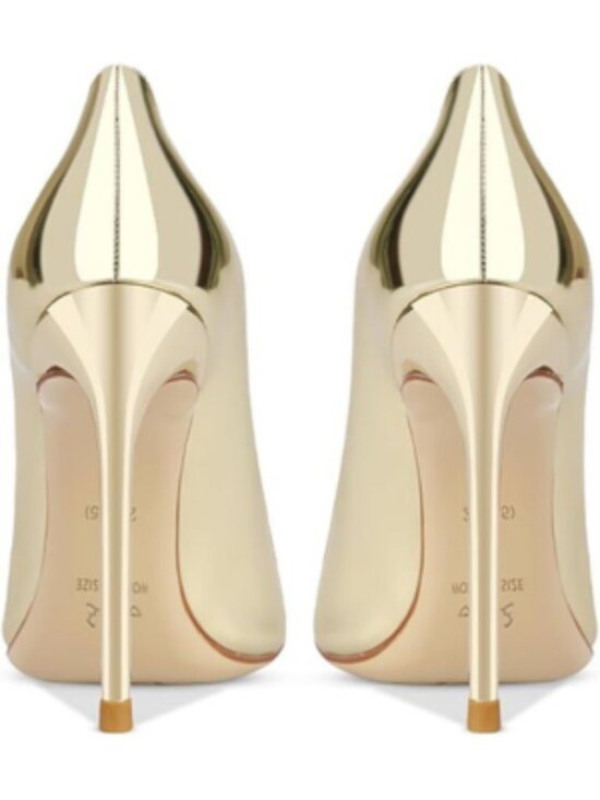Women's Gold Pointed Butterfly Decoration Shallow 3.9in Stiletto Pumps Heels - Picture 7 of 7
